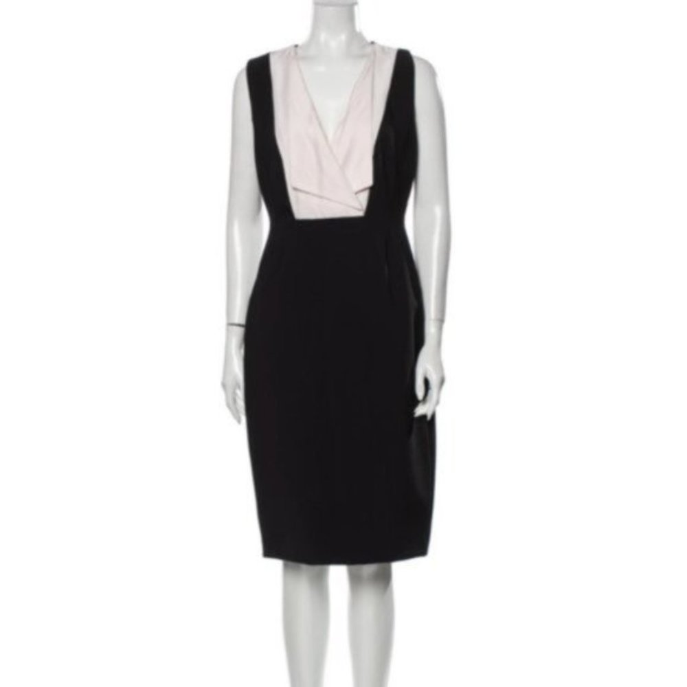 L.K. BENNETT Black Ribbon Tuxedo Dress Sz M - Picture 4 of 10